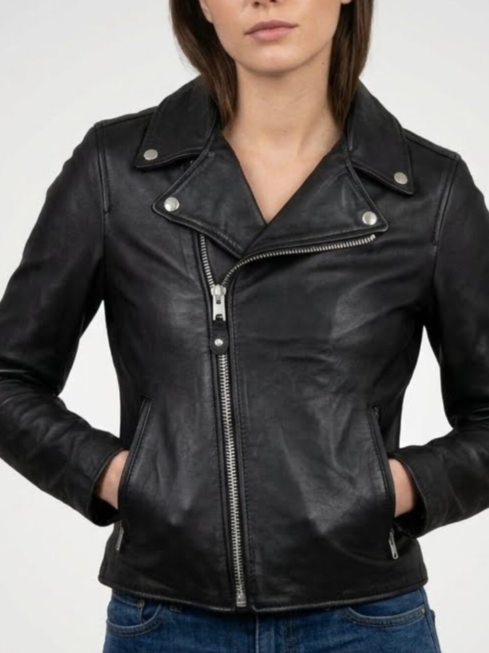 SCHOTT NYC Perfecto Lambskin Leather Biker Moto Motorcycle Jacket Women’s M